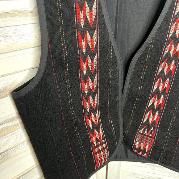 EARTH TONES SANTA FE VINTAGE Handmade M Bolivian Wool Embroidered Vest Western - Picture 8 of 13